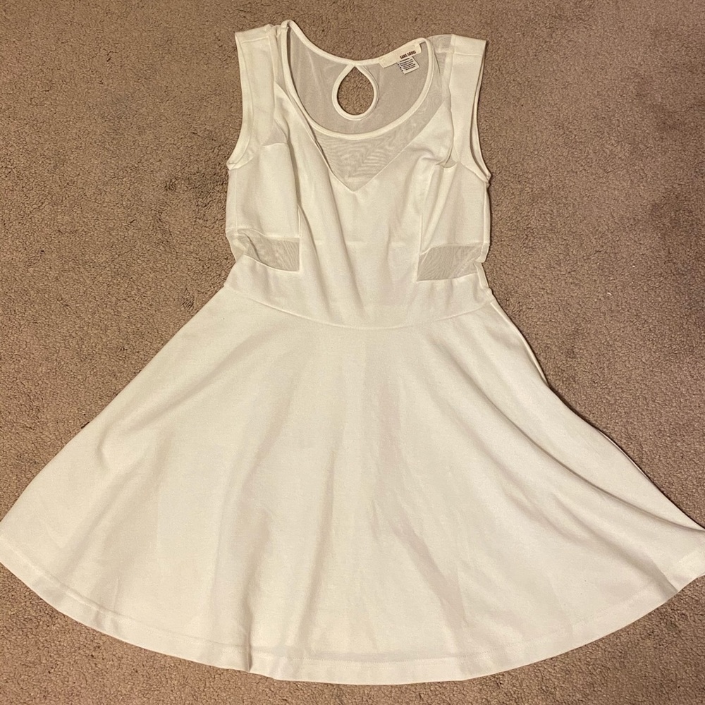 White skater sheer flare dress size medium